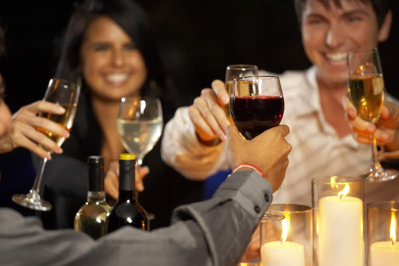couples enjoying wine