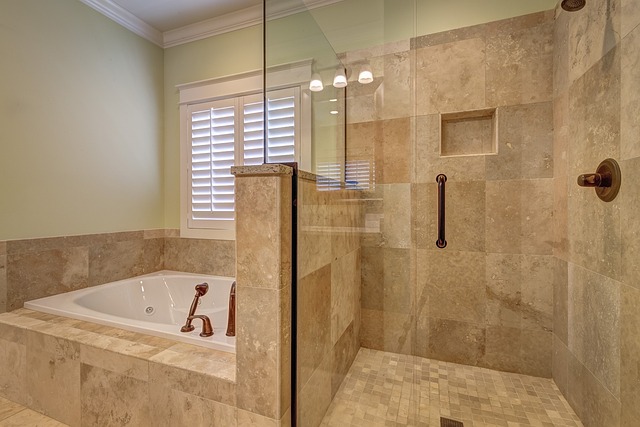 bathroom with both a shower and a tub