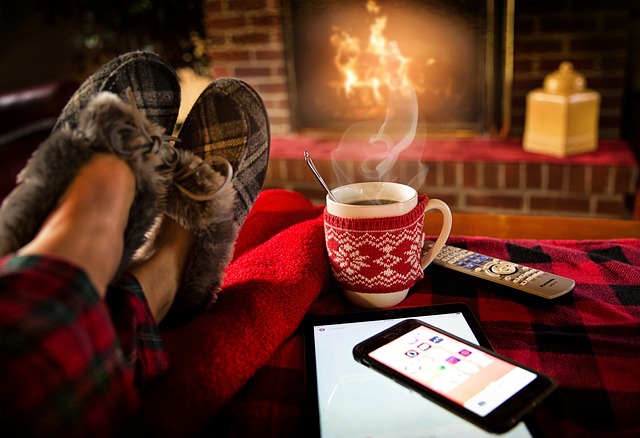 relaxing indoor winter scene