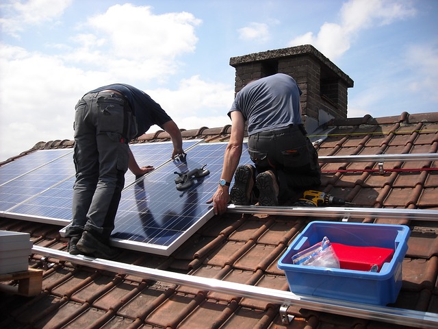 solar panels being installed